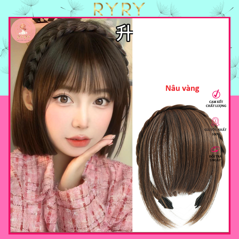Băng đô bím tóc giả , bờm tết tóc giả 2.5cm tơ có răng cài phong cách hàn quốc cho nữ