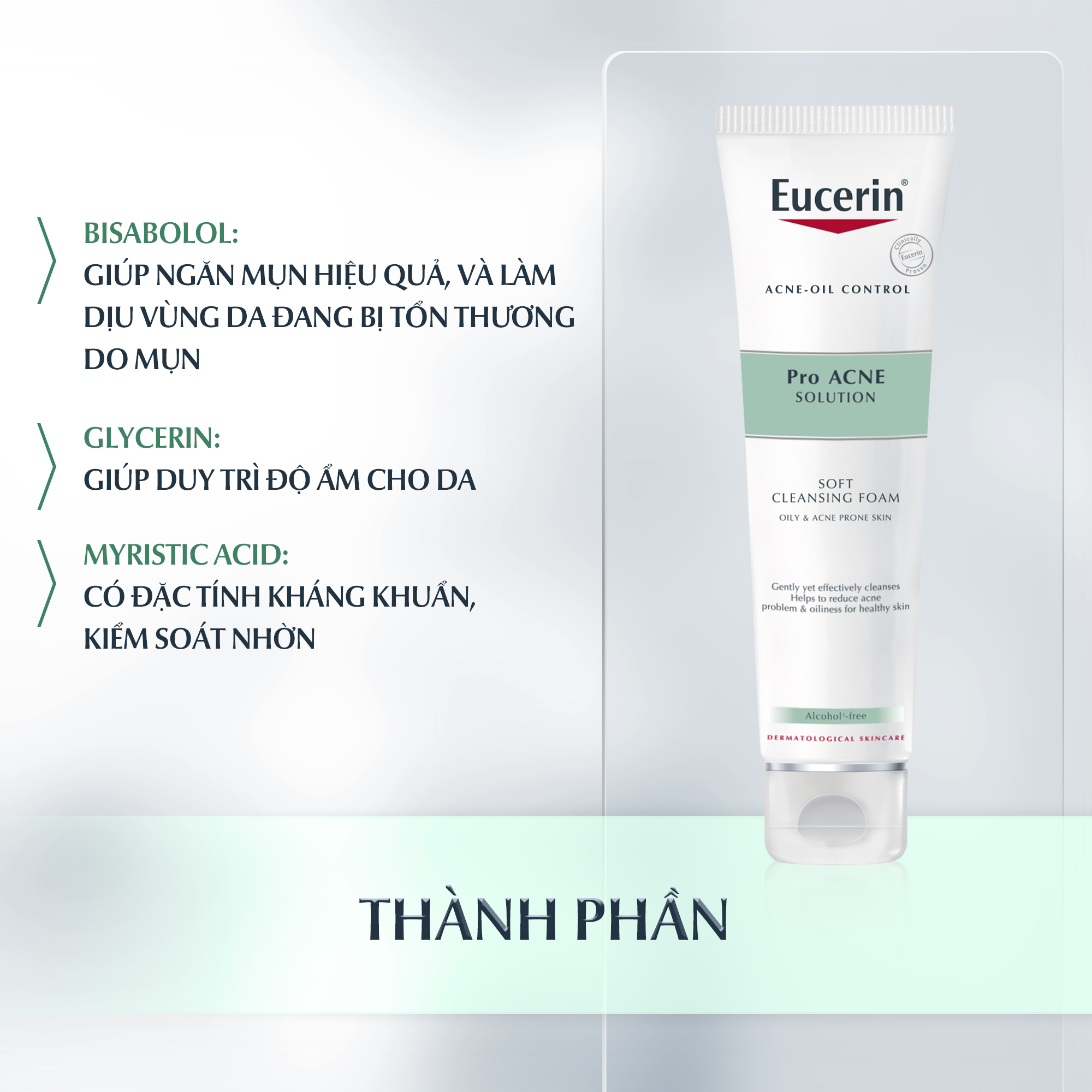 Sữa rửa mặt dành cho da nhờn mụn Eucerin Pro Acne Cleansing Foam 150g