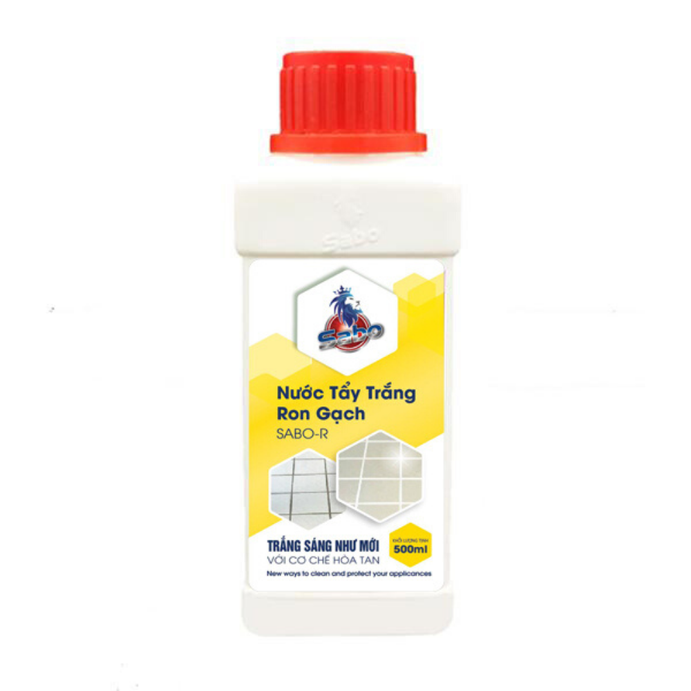 Nước tẩy trắng Ron gạch SABO-R, Tẩy sạch Ron gạch ốp lát bị bám cặn bẩn, ố vàng, ố đen lâu ngày trong phòng ngủ, phòng khách, nhà bếp chai 500ml