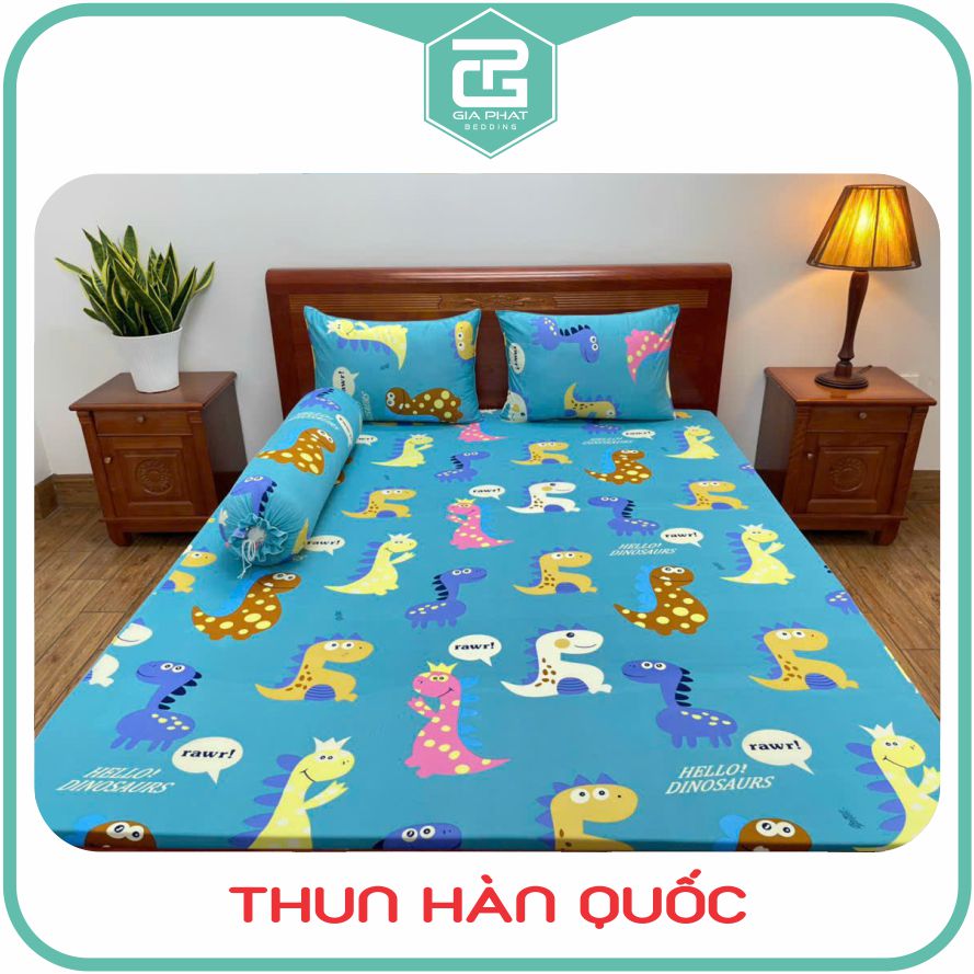 Bộ Ga Giường Thun Lạnh Hàn Quốc 4 Món ( 1 ga bọc + 2 vỏ gối nằm + 1 vỏ gối ôm )