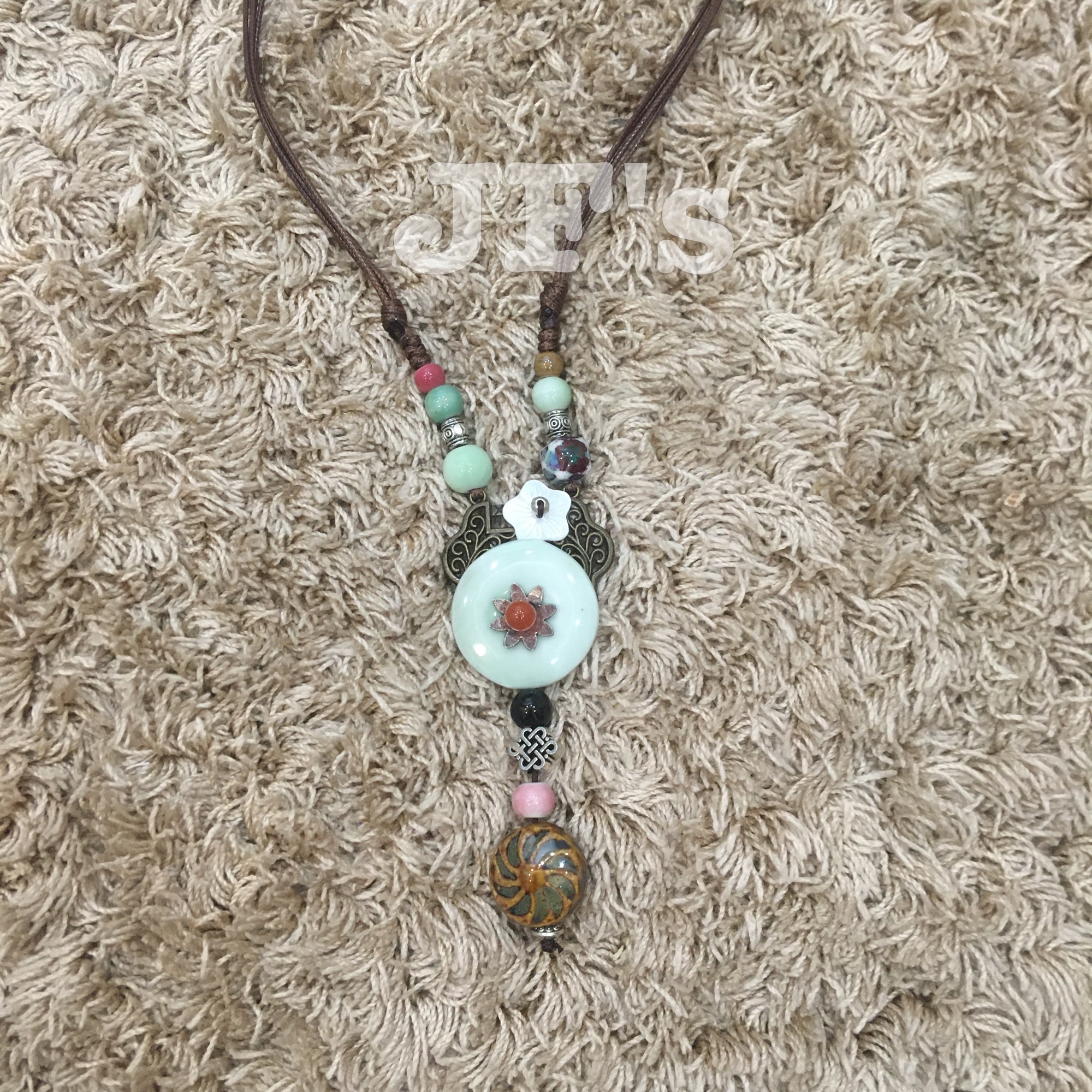 Vòng cổ nữ bohemian, dây chuyền gốm sứ