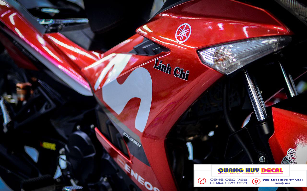 Tem trùm exciter 150 đỏ trắng movistar - Độ dán team trùm decal xe máy ex 150 đỏ trắng movistar - Team trùm decal xe máy ex 150 rẻ đẹp và chất