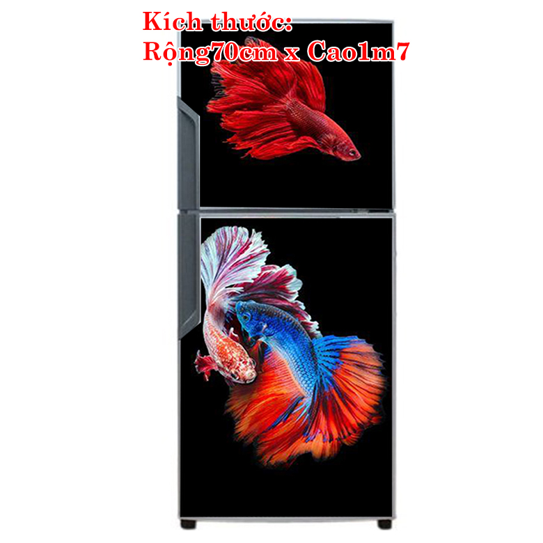 [HCM]Decal trang trí tủ lạnh mẫu cá Koi 5. Decal in trên chất liệu PVC có keo sẵn ở mặt sau chỉ cần lột ra và dán.