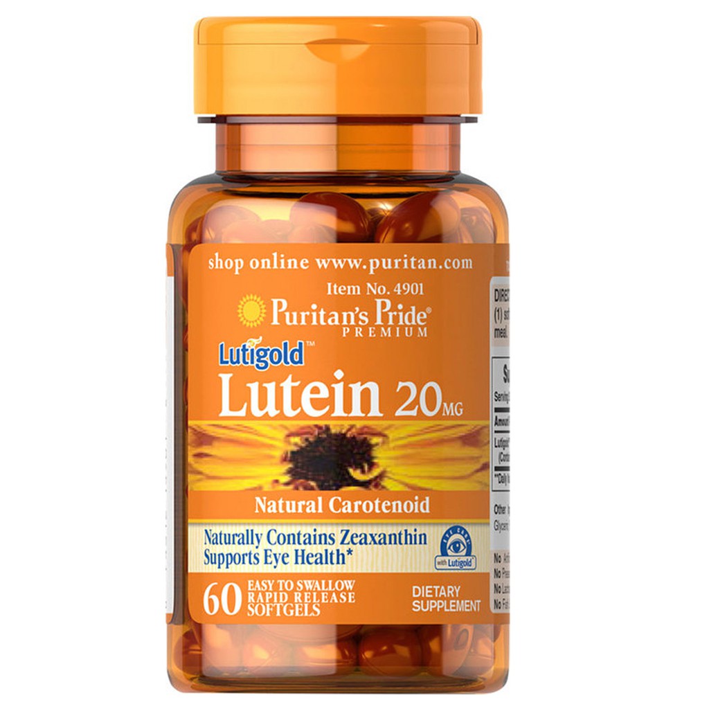 Viên uống bổ mắt giúp mắt sáng chống mỏi mắt tăng cường thị lực Lutein 20mg 60 viên