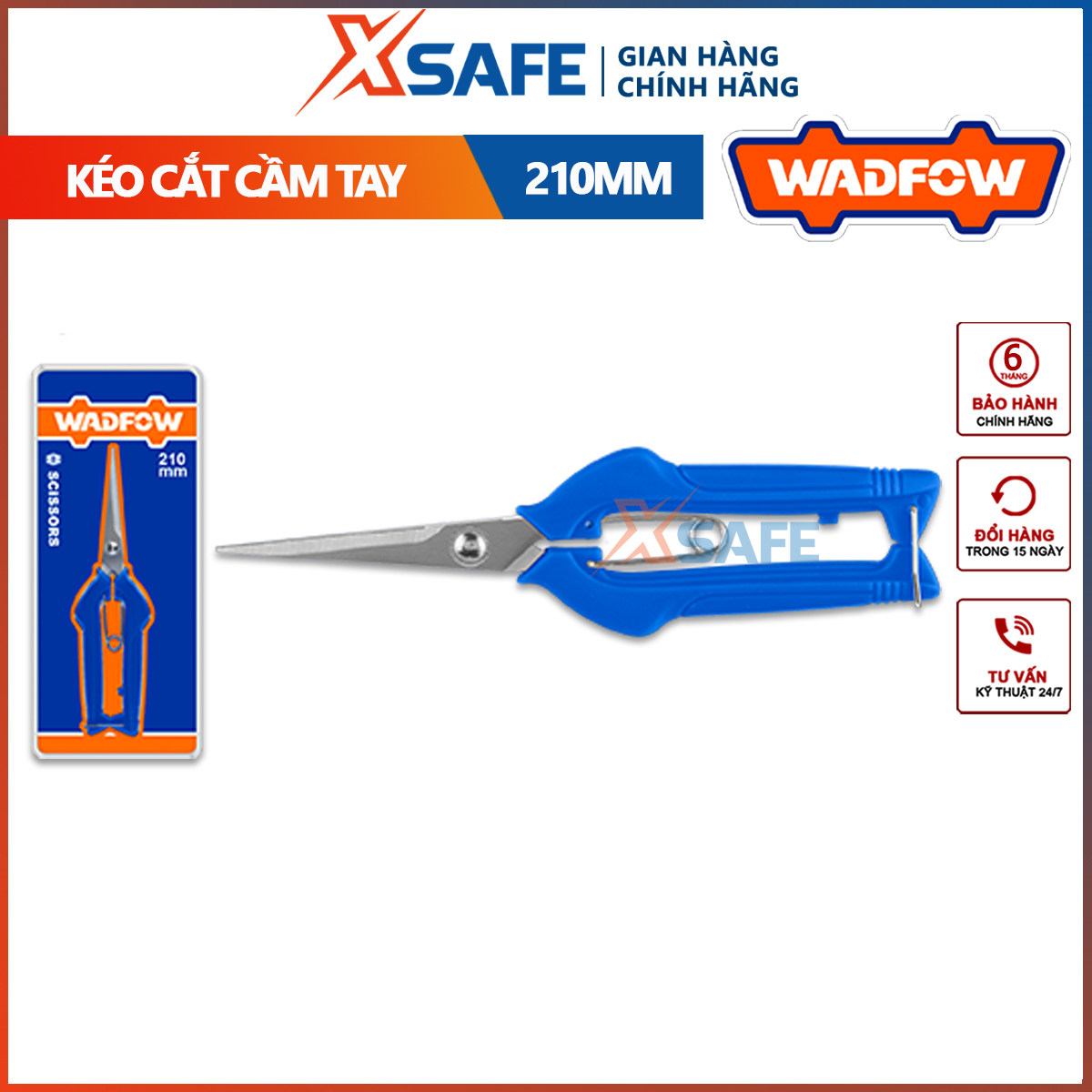 Wadfow wsx5608 210mm length 210mm hand scissors stainless steel blade thickness 3.0mm scissors-authentic