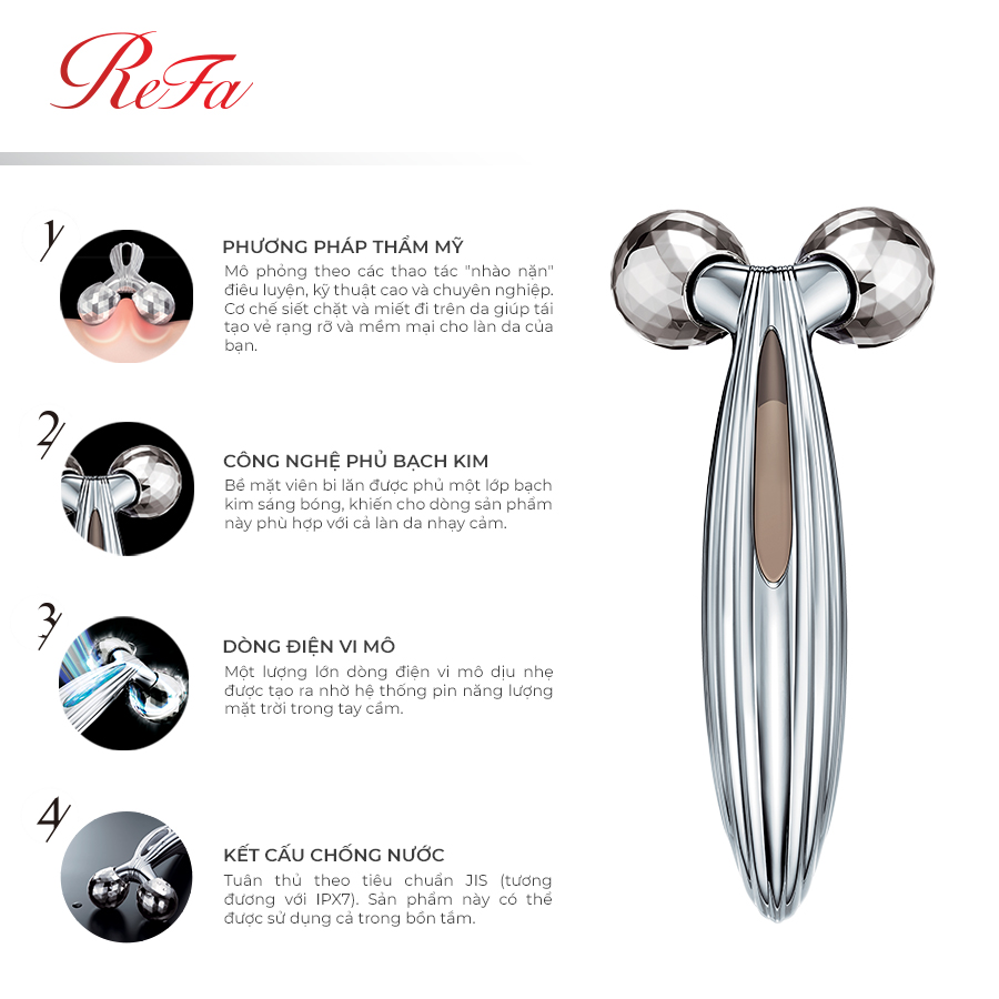 ReFa CARAT RAY FACE - Cây lăn nâng cơ, thon gọn mặt