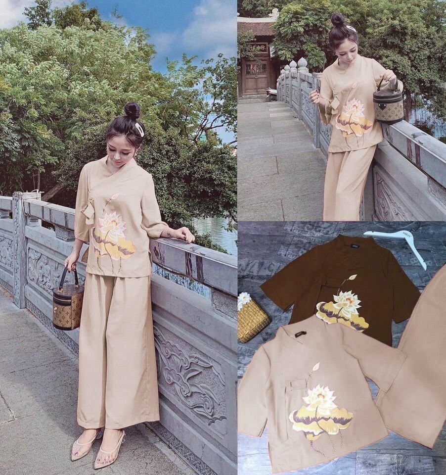 [HCM]SET ĐỒ LAM ĐI CHÙA PHỐI HOA CAO CẤP