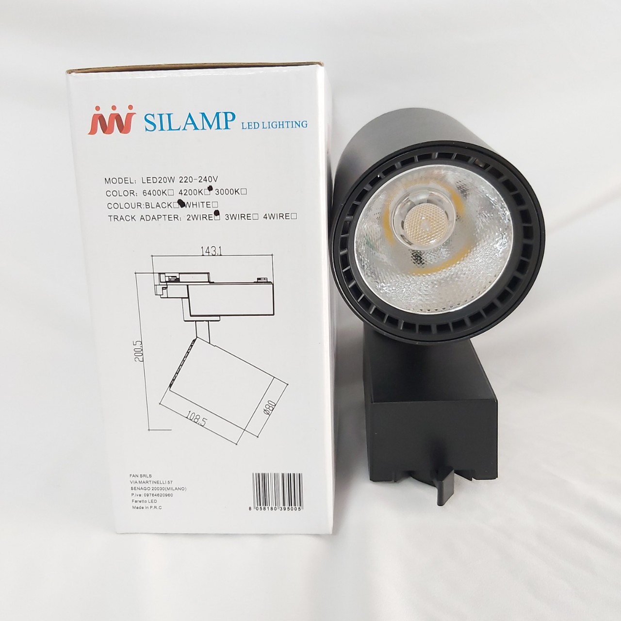 Đèn led chiếu điểm thanh ray 20W vỏ đen ánh sáng trắng