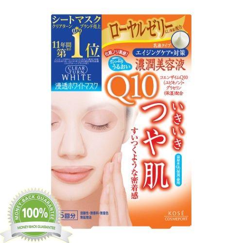 Mặt Nạ Dưỡng Trắng Kosé Cosmeport Clear Turn White Mask Q10 5 miếng