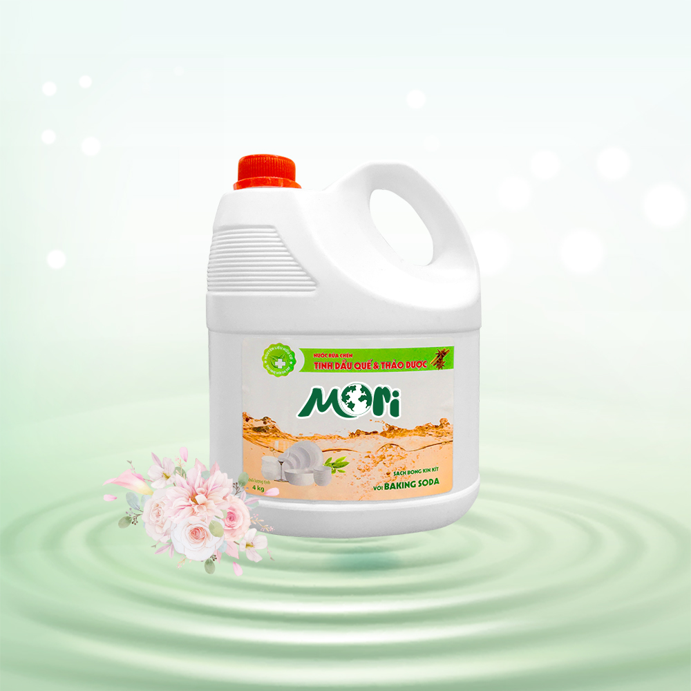 Nước Rửa Chén Tinh Dầu và Thảo Dược Mori Can 4 Lít
