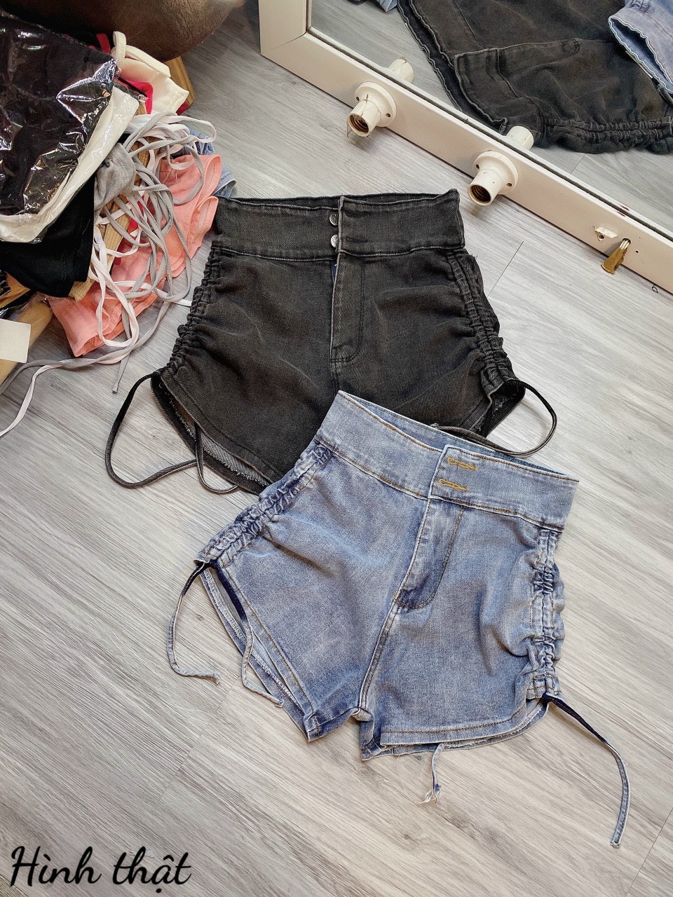 SHORT JEAN DÂY RÚT 2 BÊN HÔNG KIỂU MỚI ĐỦ SIZE