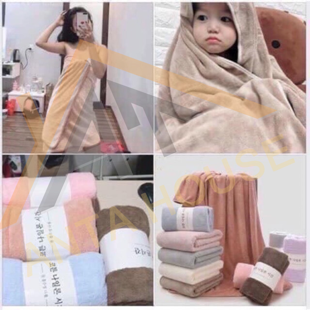 Khăn Tắm Lông Cừu Hàn Quốc Kích Thước 140*70cm ANTAHOUSE - Khăn Tắm Lông Cừu Siêu Thấm Hút Siêu Mềm Mại 140*70cm