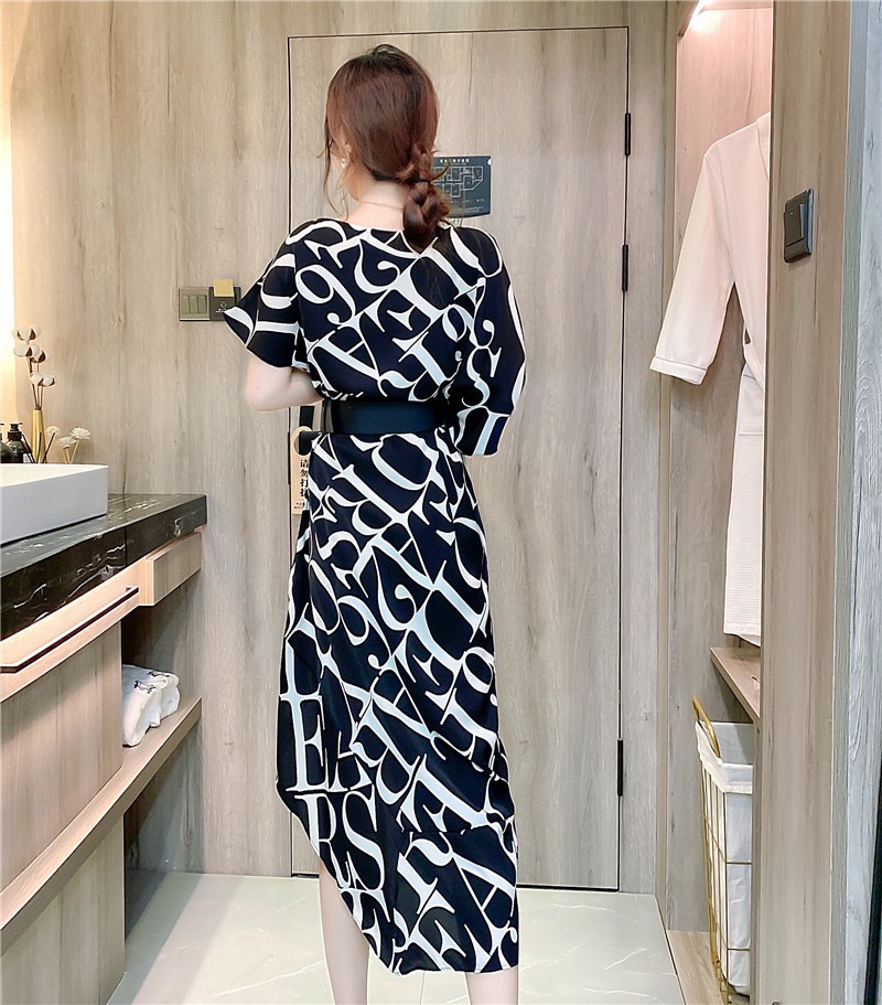 ĐẦM LỤA HỌA TIẾT KÈM BELT CAO CẤP