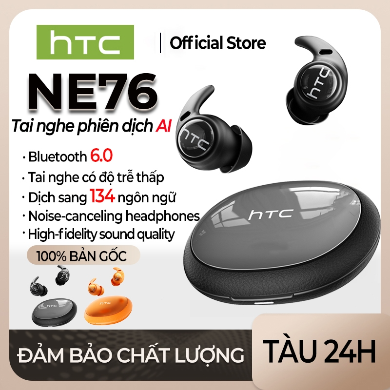 HTC NE76 AI Translation Tai nghe Bluetooth 6.0, tai nghe ASMR hỗ trợ giấc ngủ, dịch thuật thời gian thực, khử tiếng ồn, chất lượng âm thanh HiFi độ nét cao, giảm nhiễu cuộc gọi và tích hợp micro