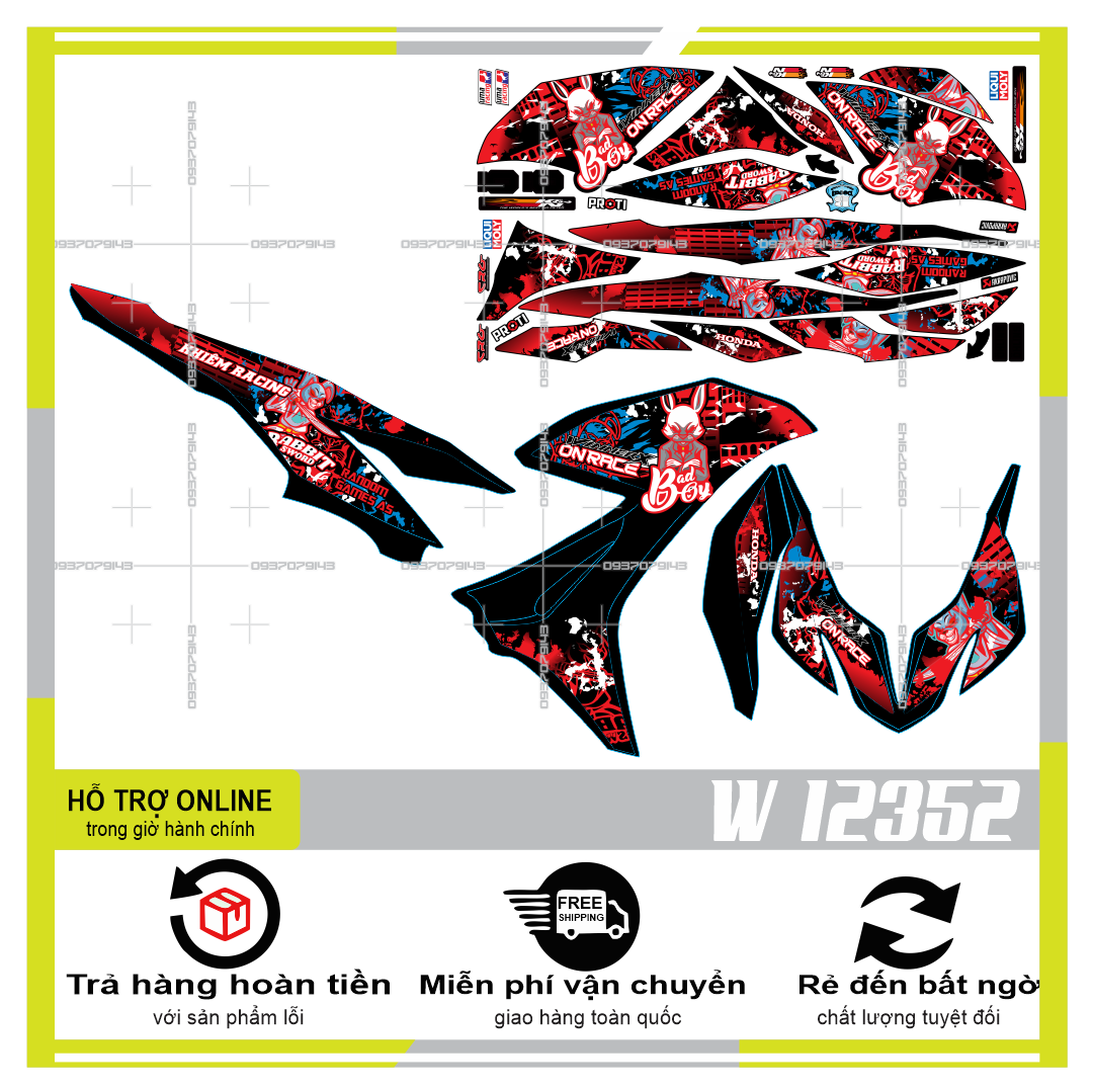 Tem rời winner x thỏ rabbit 12352 decal chống nước ko bay màu