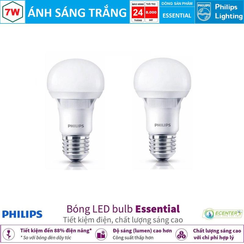 ( Bộ 2 ) Bóng LED Bulb Philips Essential 7W E27 ( Ánh sáng trắng & vàng )