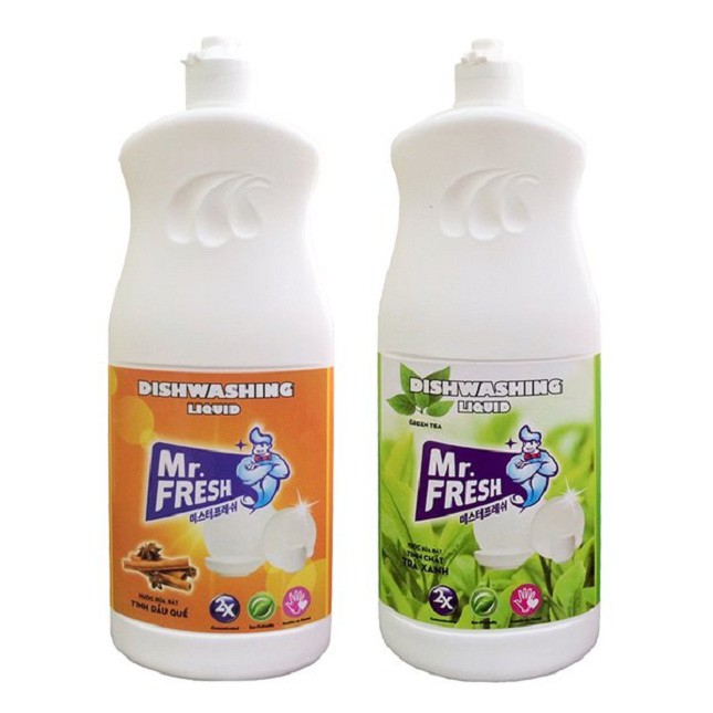 Nước rửa chén bát Mr.Fresh 820ml tinh dầu quế và trà xanh