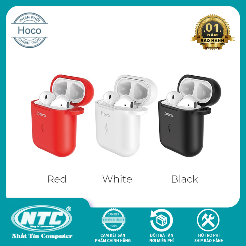 Case silicon tích hợp sạc không dây Hoco CW22 dành cho tai nghe Airpods 1 (3 màu tùy chọn) - Hãng phân phối chính thức - Nhất Tín Computer