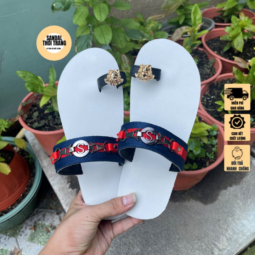 [MIỄN PHÍ SHIP]Dép sandal nữ xỏ ngón, SANDALTHOITRANG Dép sỏ ngón nữ (ẢNH THẬT 100%) dù xanh dương đỏ full size 30-44 nam nữ