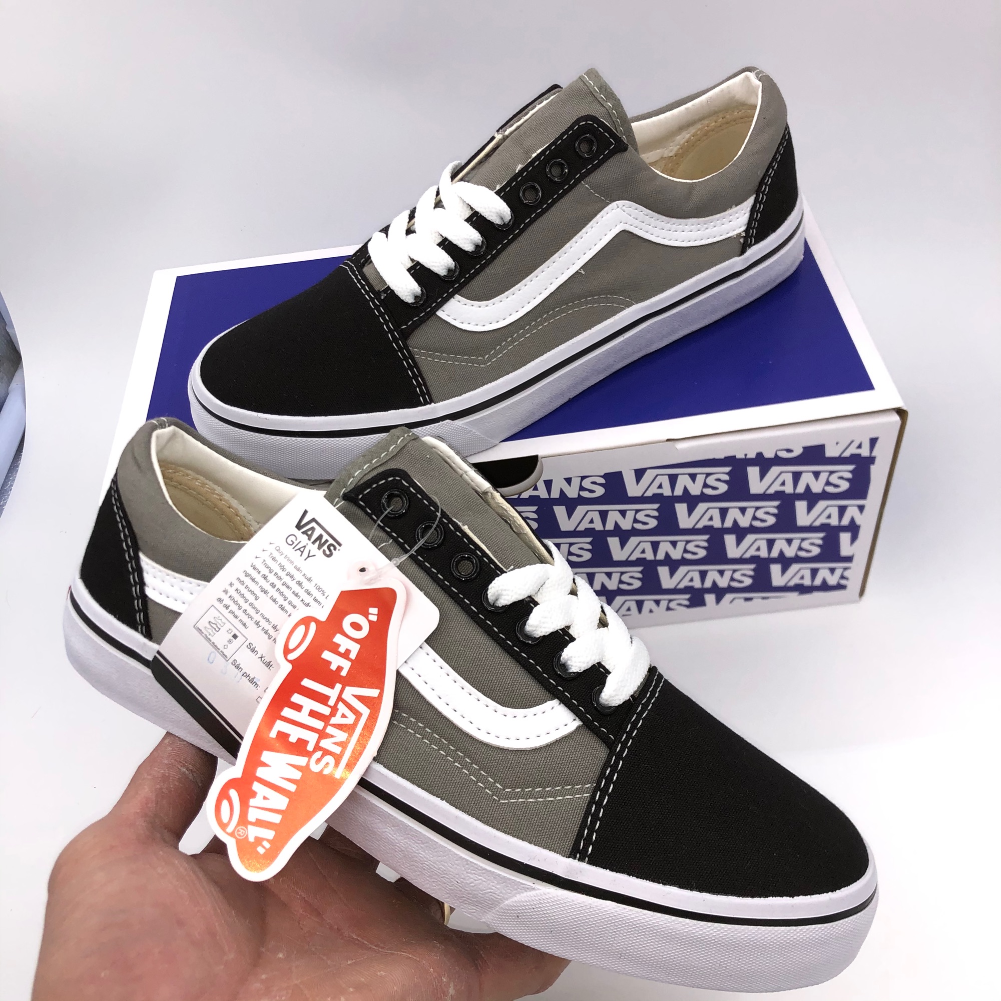 GIÀY VANS OLD SKOOL XÁM/ĐEN (Full box, tag)