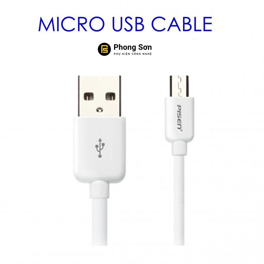 Cáp sạc Micro USB 80cm Pisen cho  Android (Trắng)