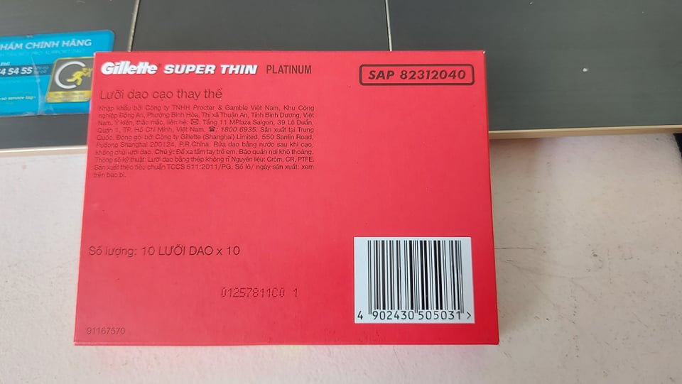 [HCM] Lưỡi Lam Gillette super thin - Hộp 100 Lưỡi ( 10 hộp nhỏ mỗi hộp 10 lưỡi)