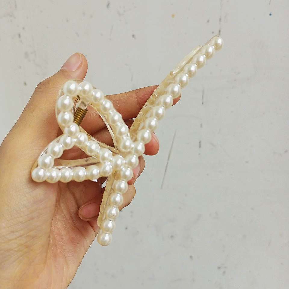 Kẹp tóc càng cua kiểu dài đính hạt dễ thương rẻ đẹp