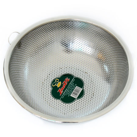 Rổ INox Kích thước 28cm Vành Dày - Lỗ Nhỏ