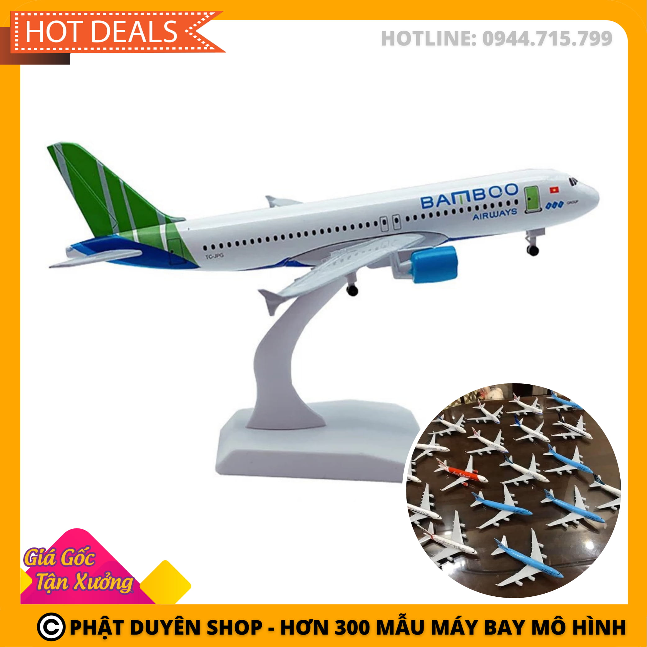 MÔ HÌNH MÁY BAY BAMBOO AIRWAY 16CM, 20CM