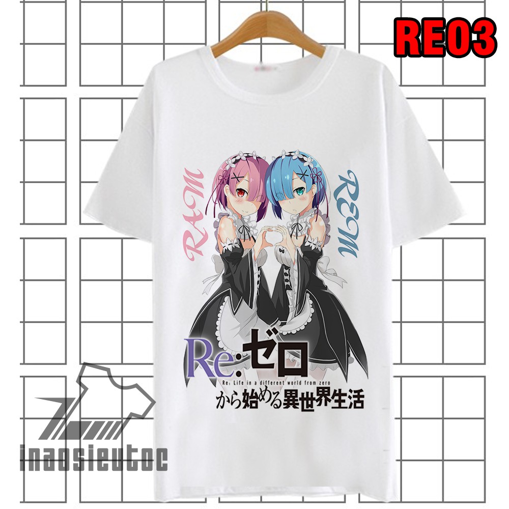 HOT FLASH SALE Áo thun Rem Ram đẹp giá rẻ | Áo in hình Re:zero anime cực dễ thương