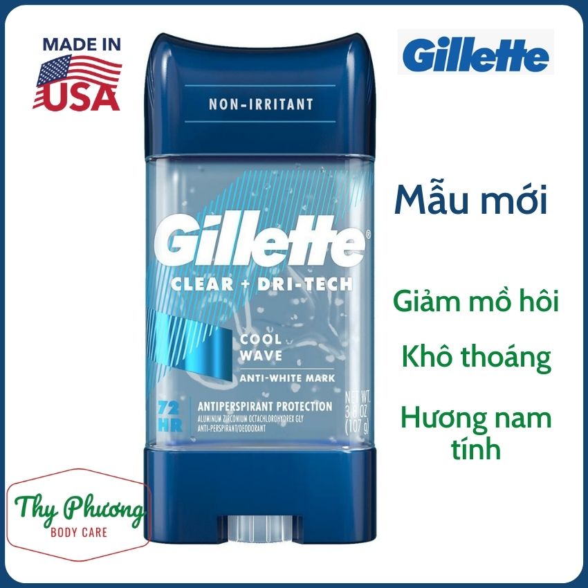 Gel khử mùi Gillette 107g (Nhập khẩu từ Mỹ - Gel trong suốt - Khử mùi suốt 48h)