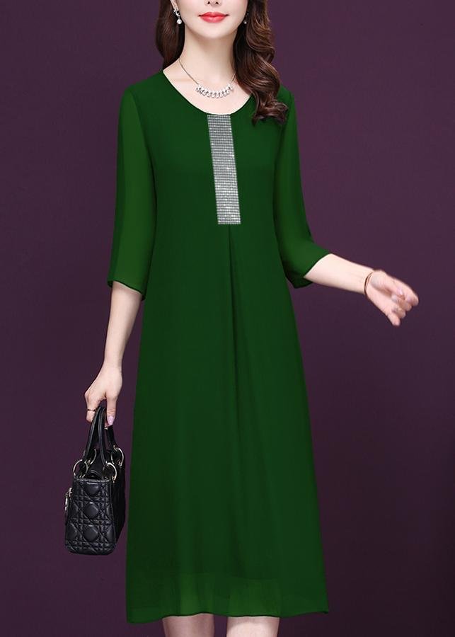 SHOPPRO - Đầm Suông Bigsize Đính Hạt Cườm Kiểu Đầm Dự Tiệc Trung Niên - Váy Đầm Tuổi Trung Niên U50, U60 Dự Tiệc - Đầm Trung Niên 3112 365