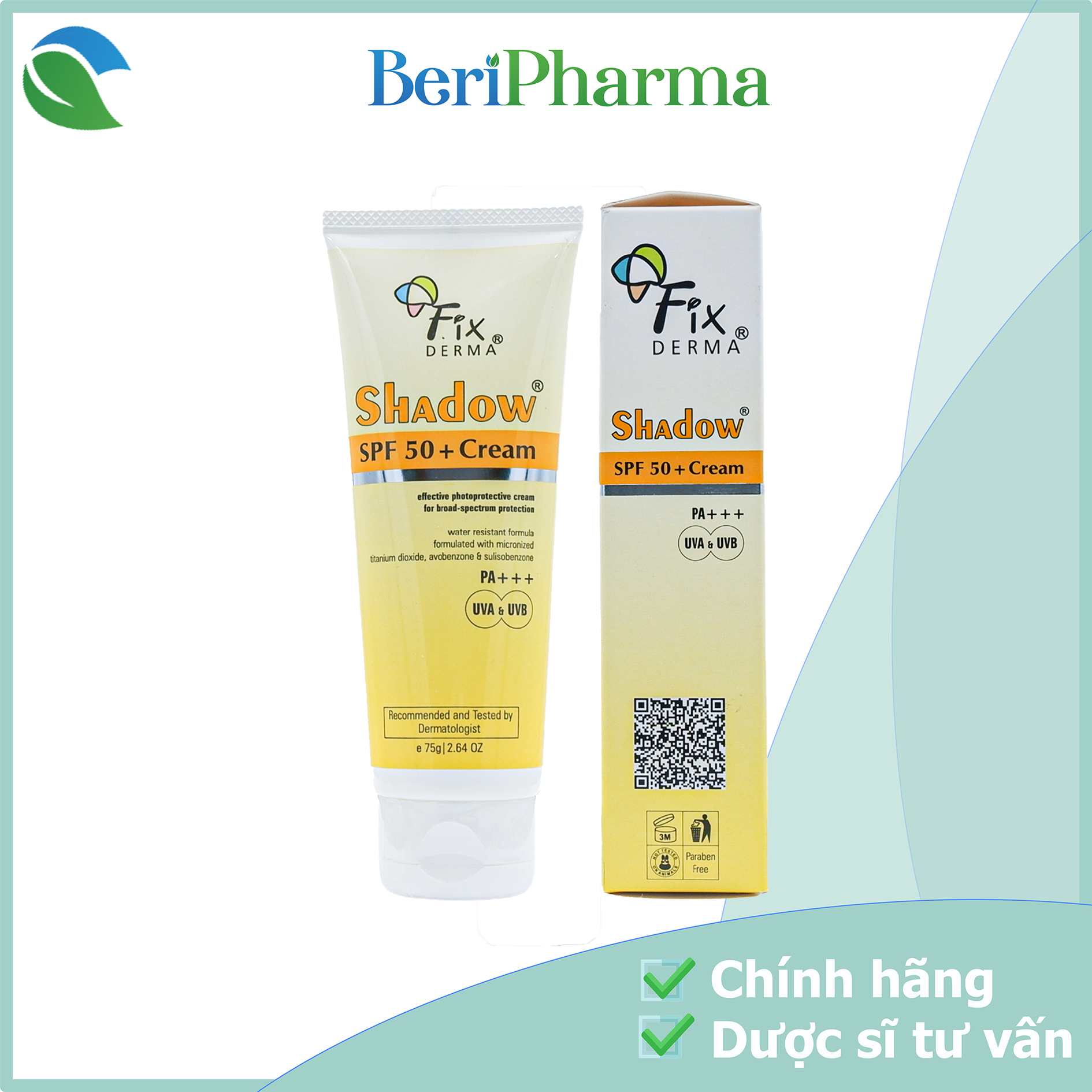 [HCM]Fixderma Kem Chống Nắng Shadow Spf50+ Cream 75g
