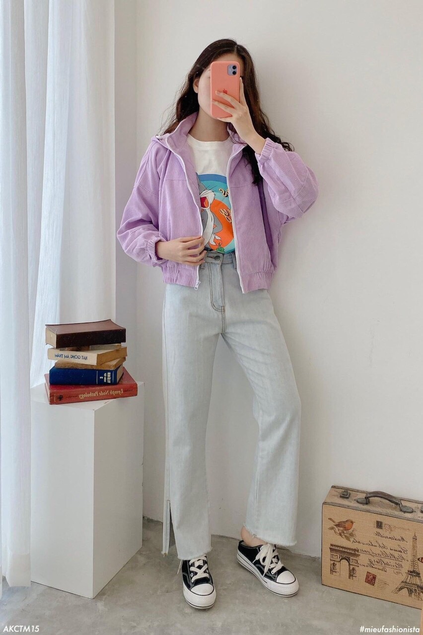 [HCM]áo khoác kaki nhung fom lửng