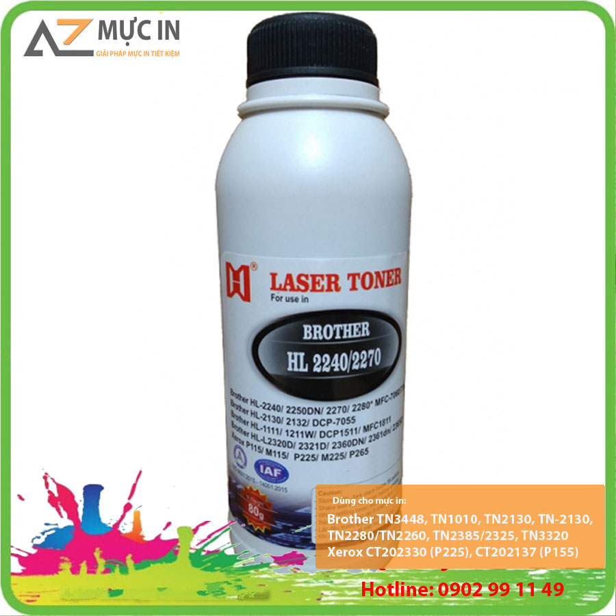 Mực chai Brother HL 2240 nạp được cho tất cả các dòng máy in Brother laser trắng đen.
