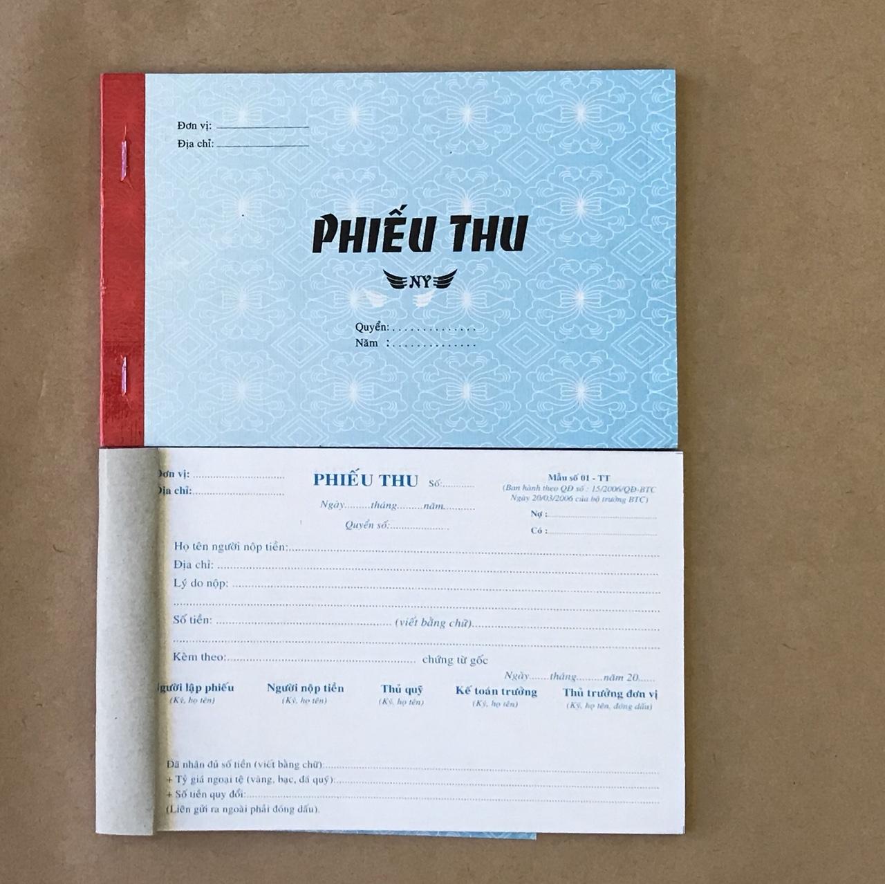Phiếu thu 2 liên 13x19cm