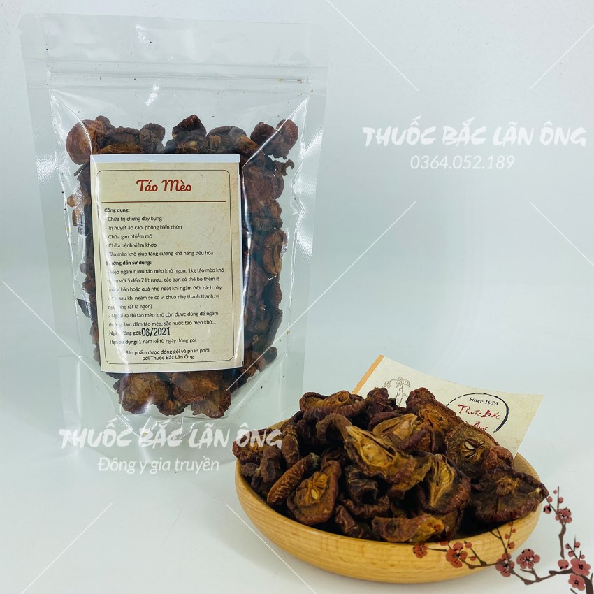 Táo mèo khô 100g, sơn tra thái lát, quả táo mèo rừng thơm, sạch - Lãn Ông