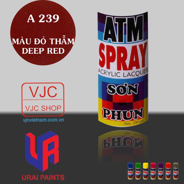 Chai sơn xịt sơn xe máy cao cấp ATM màu đỏ thẫm A239 dung tích 400 ml