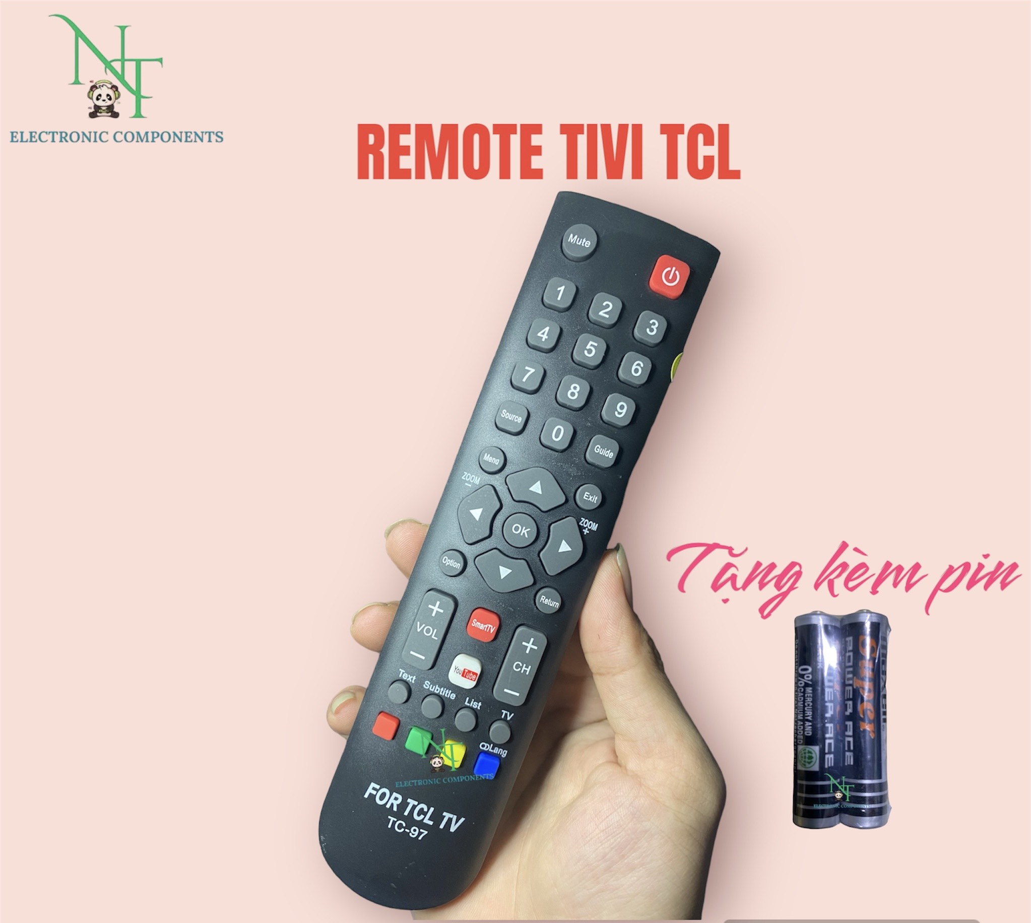 Remote điều khiển tivi tcl tc97 . đồ bấm tivi tcl . tặng kèm pin sử dụng