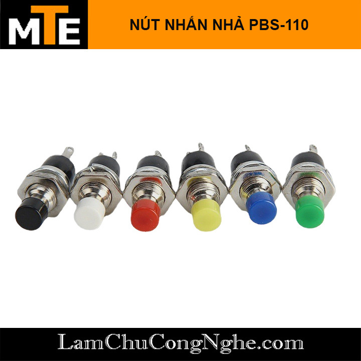 Nút nhấn tự nhả, nút nhấn đề reset PBS-110 lỗ 7mm