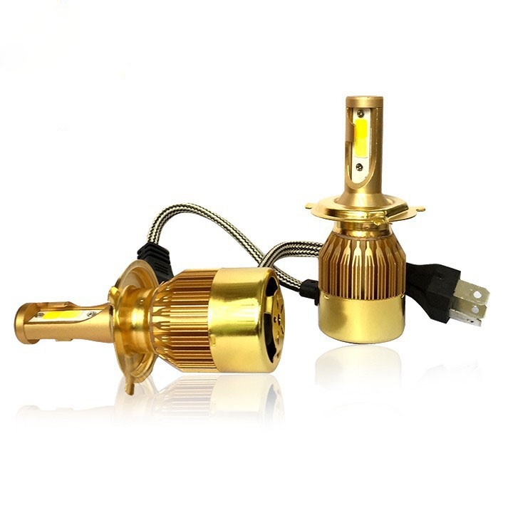 ĐÈN PHA LED C6-2 TIM CỐT VÀNG PHA TRẮNG CHÂN H4 (GIÁ 1 BÓNG)