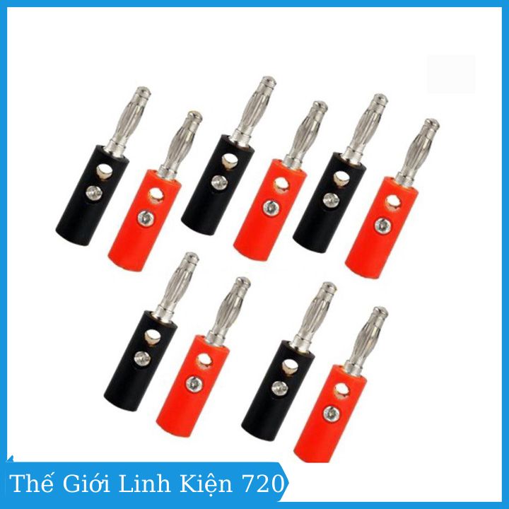 Jack bắp chuối 910MR 4mm đực bộ 10 giắc (5 đỏ 5 đen)