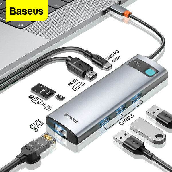 Bảng giá Baseus USB C HUB Type C to HDMI USB 3.0 PD Adapter SD TF slot RJ45 VGA 3.5mm Audio for MacBook Pro iPad Air 4 iPad Pro 2020 Laptop USB C Dock Station Splitter Phong Vũ