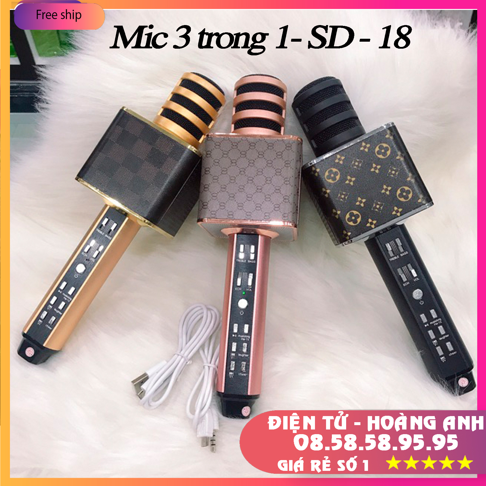 Micro Hát Karaoke L698 (Mic SD08-Sd10-SD17-SD18-YS90-YS91-YS92-YS93-YS95)
