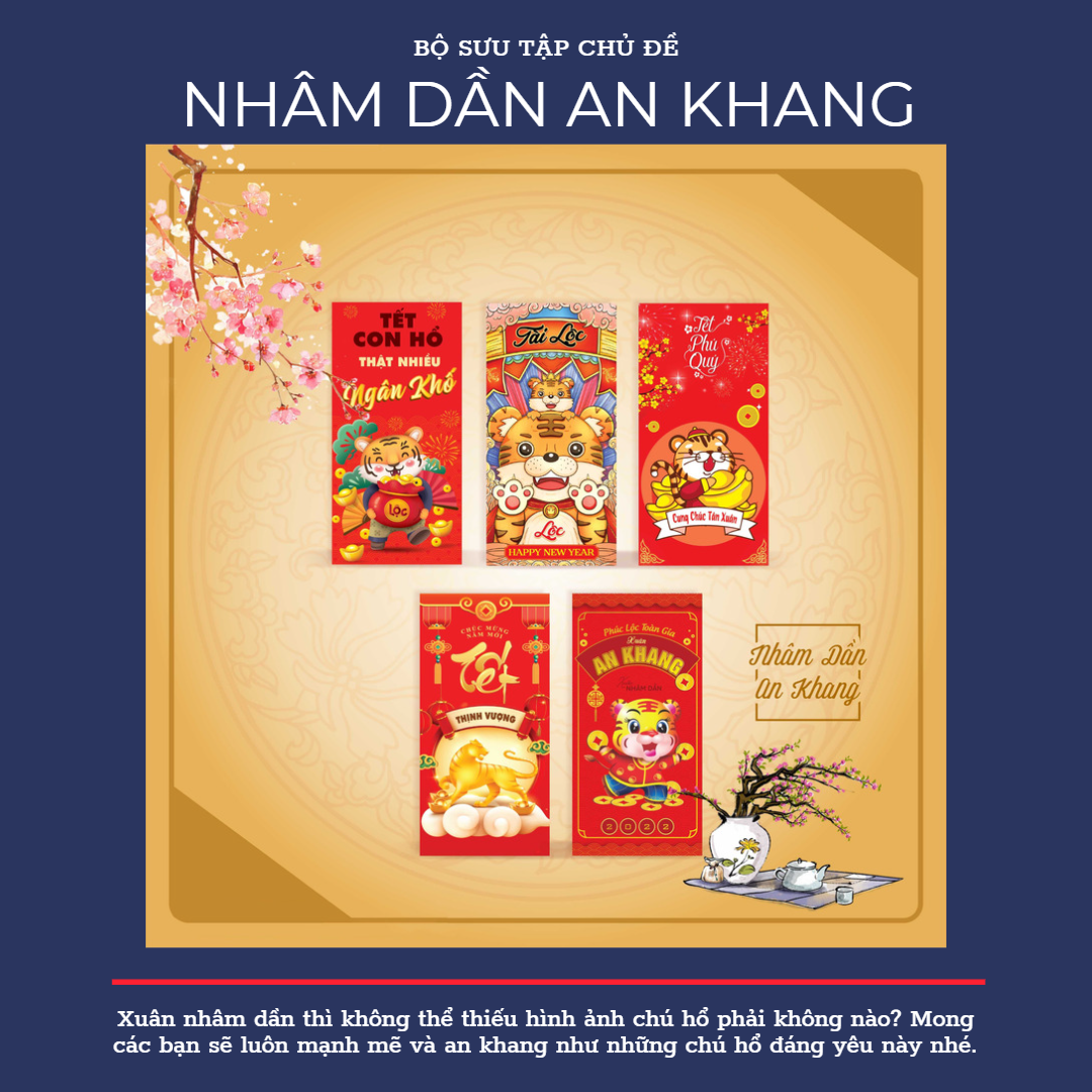 Bao lì xì theo chủ đề nhâm dần an khang 2022 bao giá toàn thị trường chất liệu giấy đẹp - MS0024
