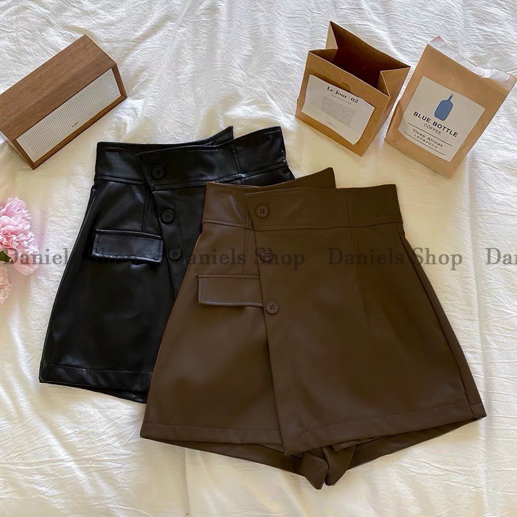 Quần short giả chân váy da nữ hot trend