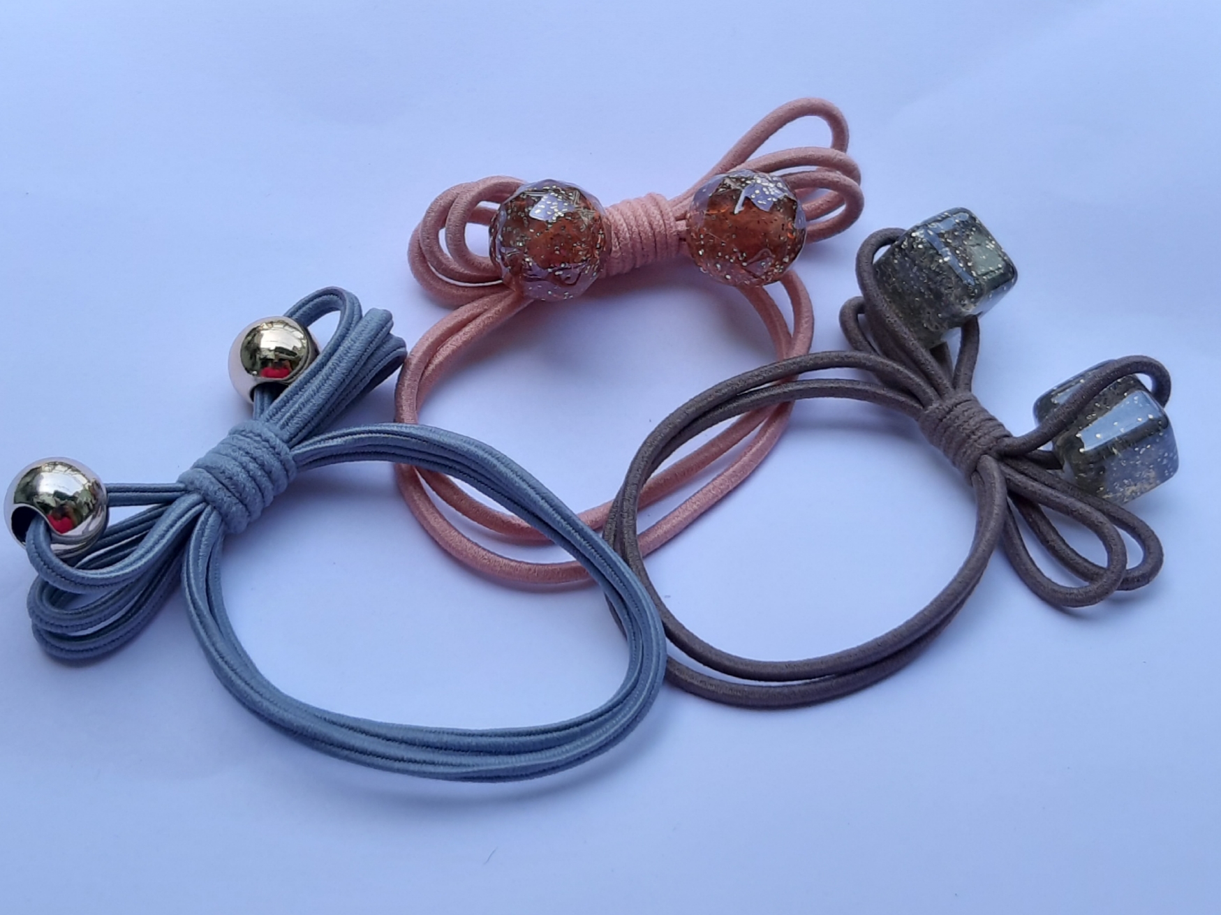 Dây cột tóc nơ đính đá trân châu xinh xắn