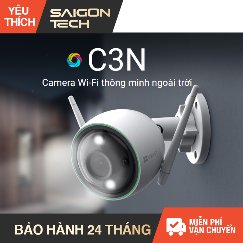 Camera Wifi EZVIZ C3N Full HD 1080P có màu ban đêm có đèn báo động