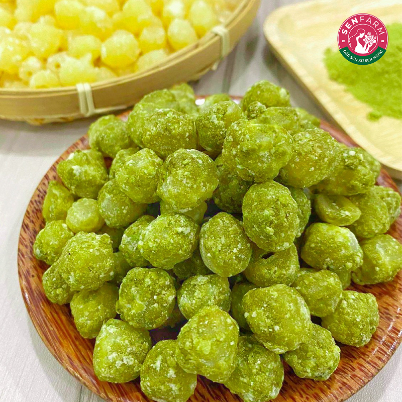 Combo 2 bịch mứt hạt sen 2 vị (trà xanh + truyền thống) thượng hạng Senfarm