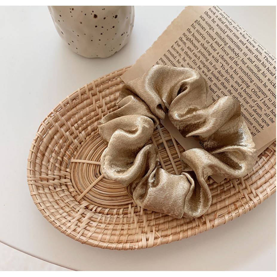 Dây buộc tóc, cột tóc scrunchies Đơn giản nhiều màu Satin mới 2021| bluehope